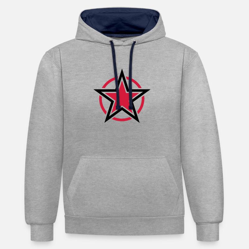 star - Sweat à capuche contrasté - gris chiné/bleu marine
