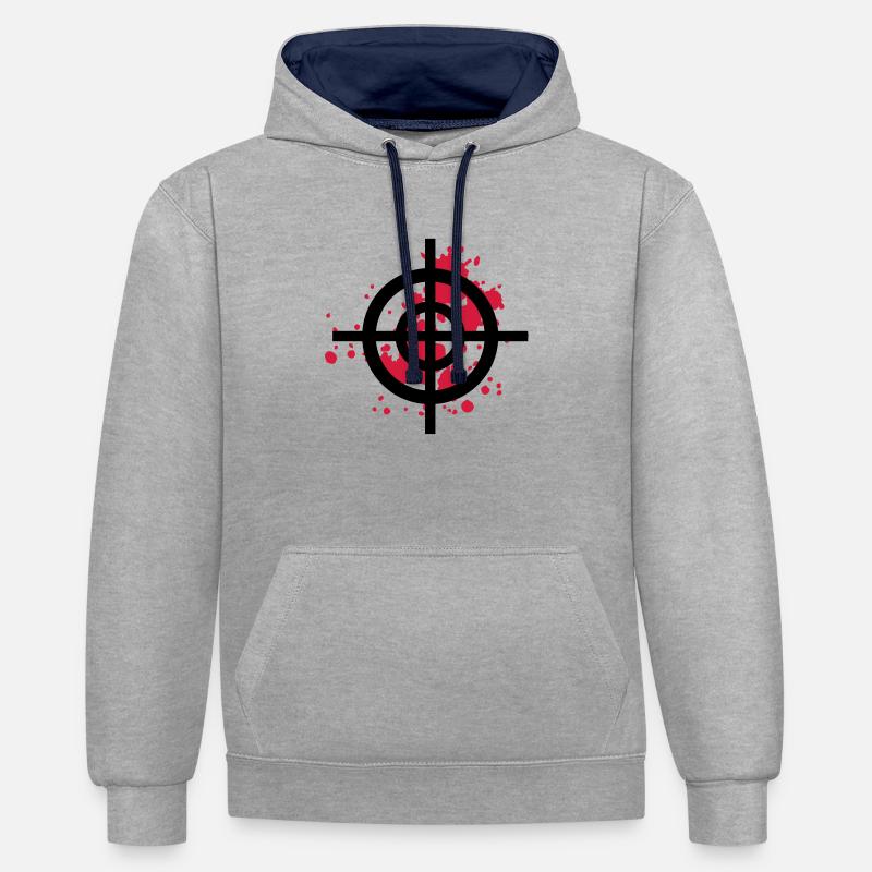 ziel blut schütze css - Kontrast-Hoodie - Grau meliert/Navy