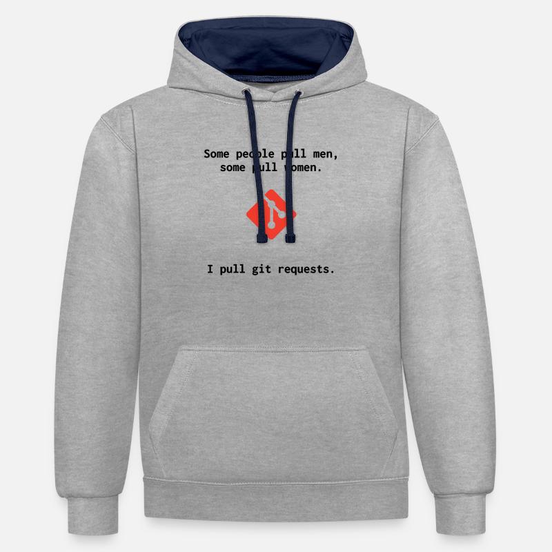 Git Witz - Pull Requests - Kontrast-Hoodie - Grau meliert/Navy