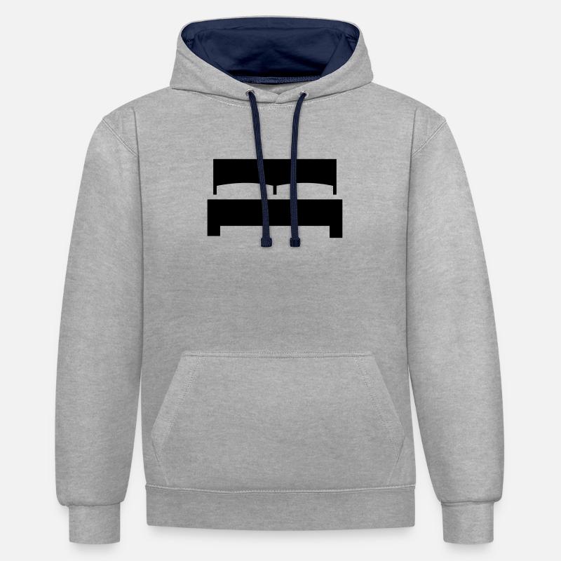 Lit - Sweat à capuche contrasté - gris chiné/bleu marine