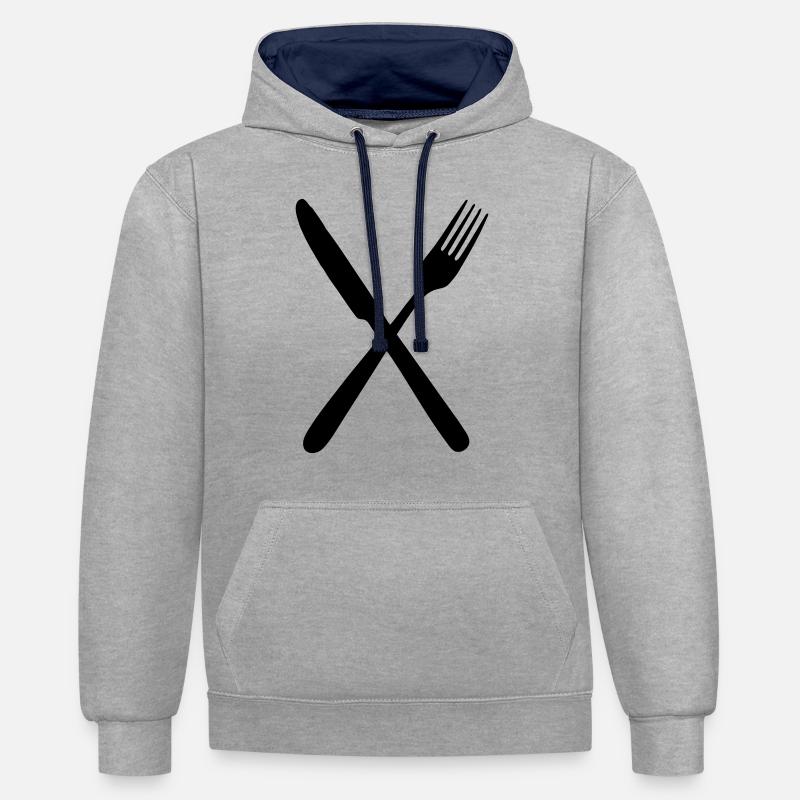 Messer und Gabel - Kontrast-Hoodie - Grau meliert/Navy
