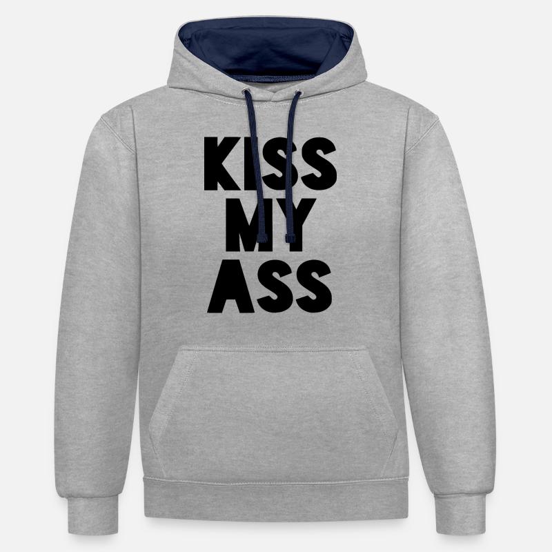 BAISER MON CUL - Sweat à capuche contrasté - gris chiné/bleu marine