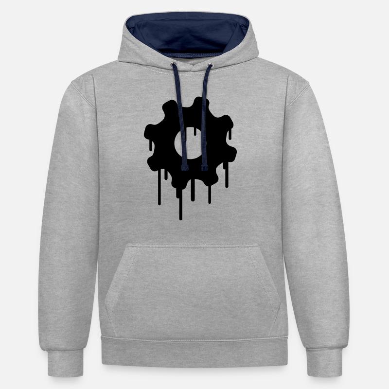 Gears Graffiti - Sweat à capuche contrasté - gris chiné/bleu marine