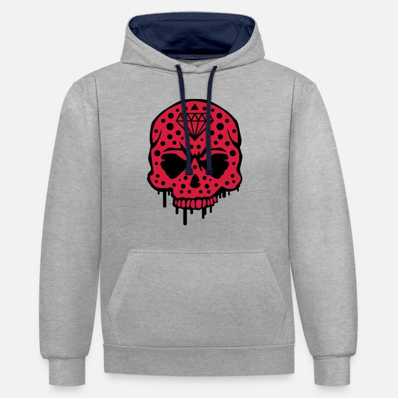 skull_diamond_graffiti_ce2 - Sweat à capuche contrasté - gris chiné/bleu marine
