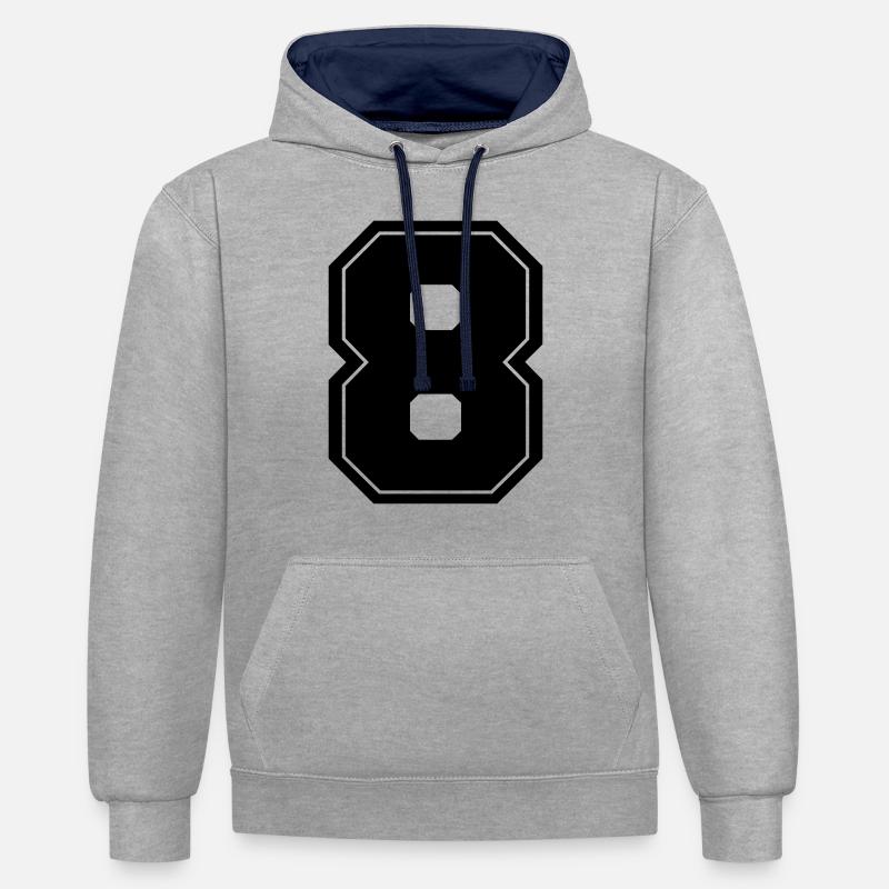 8 - Sweat à capuche contrasté - gris chiné/bleu marine