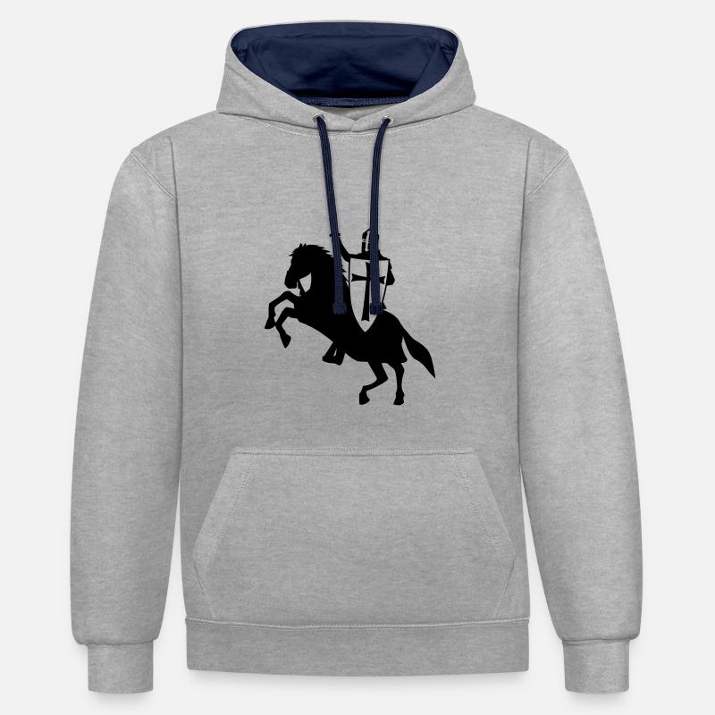 cavalier_templier_2 - Sweat à capuche contrasté - gris chiné/bleu marine