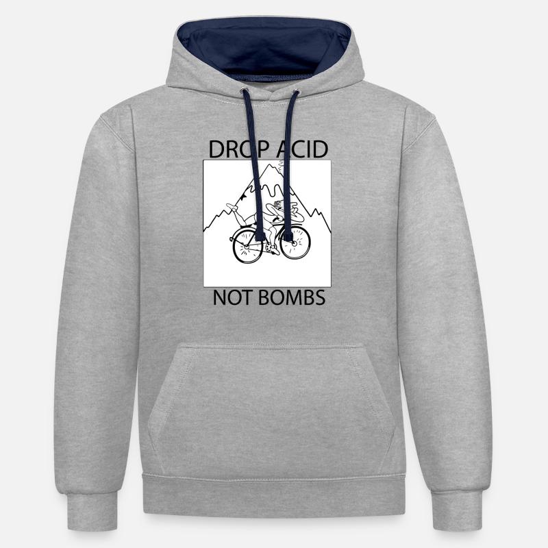 Le LSD laisse tomber de l'acide, pas des bombes - Sweat à capuche contrasté - gris chiné/bleu marine