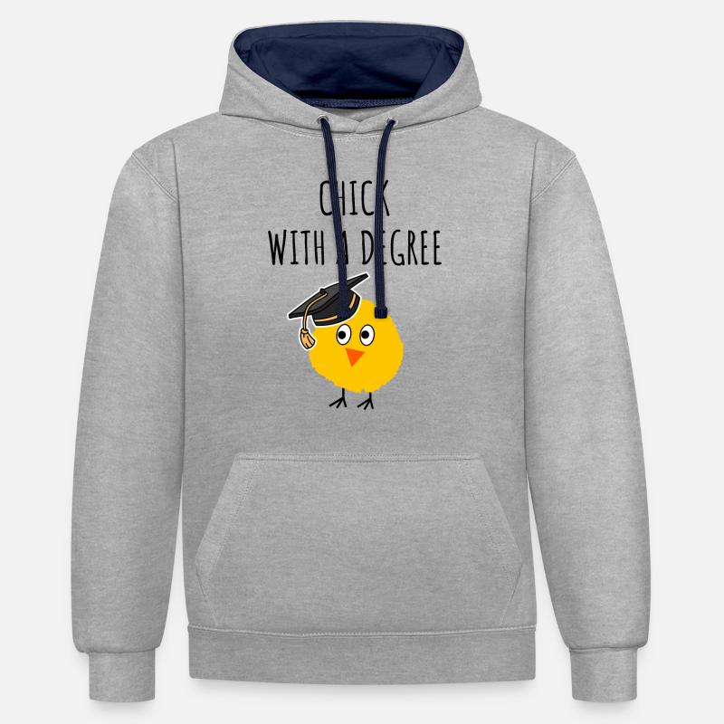 chick with a degree - Sweat à capuche contrasté - gris chiné/bleu marine