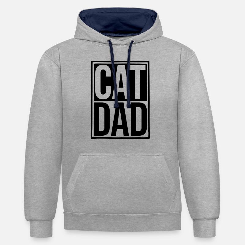 Logo Schild Cat Dad - Kontrast-Hoodie - Grau meliert/Navy