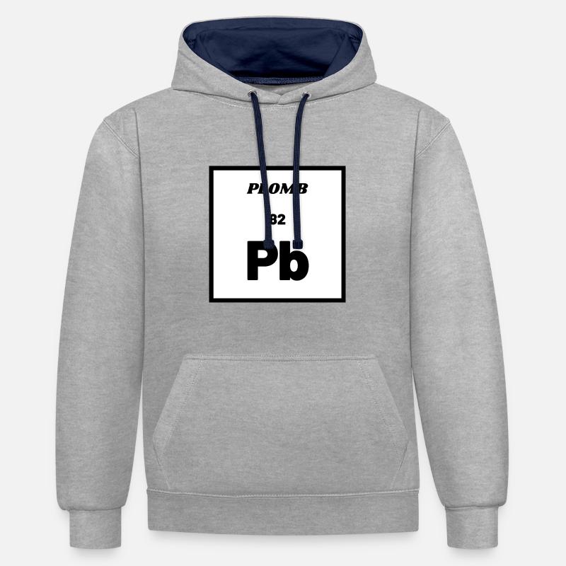 PLOMB (Pb) - Élément chimique n° 82 - Sweat à capuche contrasté - gris chiné/bleu marine