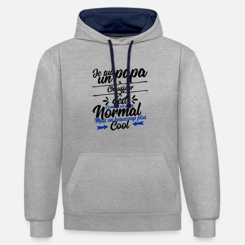 papa Chauffeur cadeau - Sweat à capuche contrasté - gris chiné/bleu marine