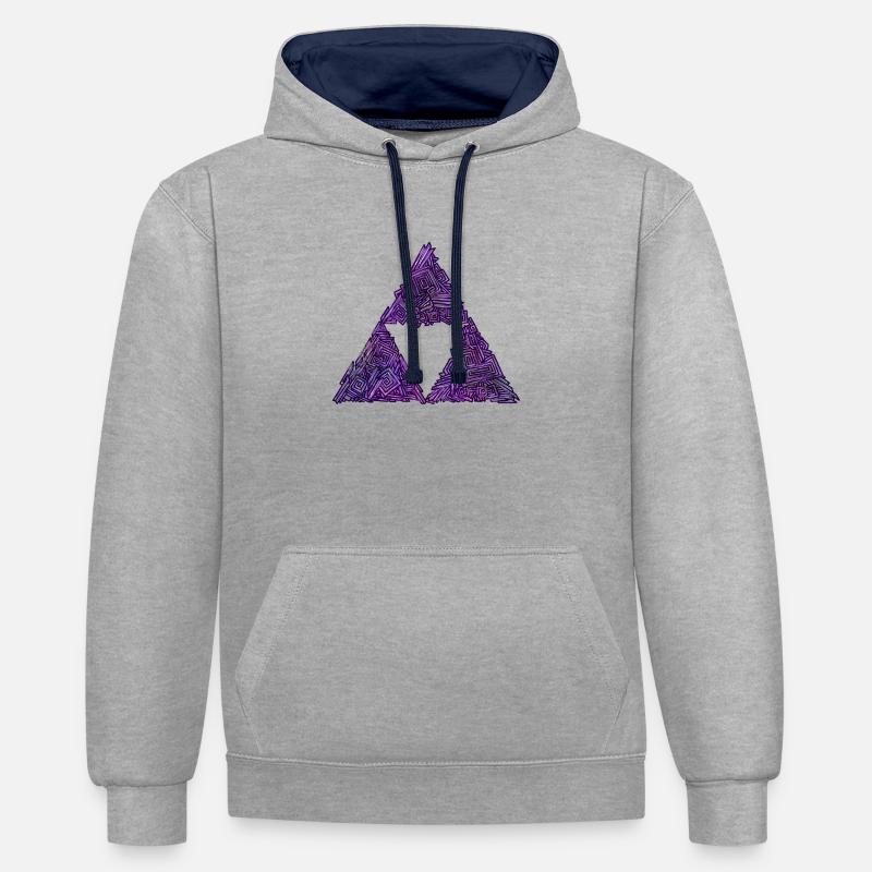 Bismuth Force トライフォース - Sweat à capuche contrasté - gris chiné/bleu marine