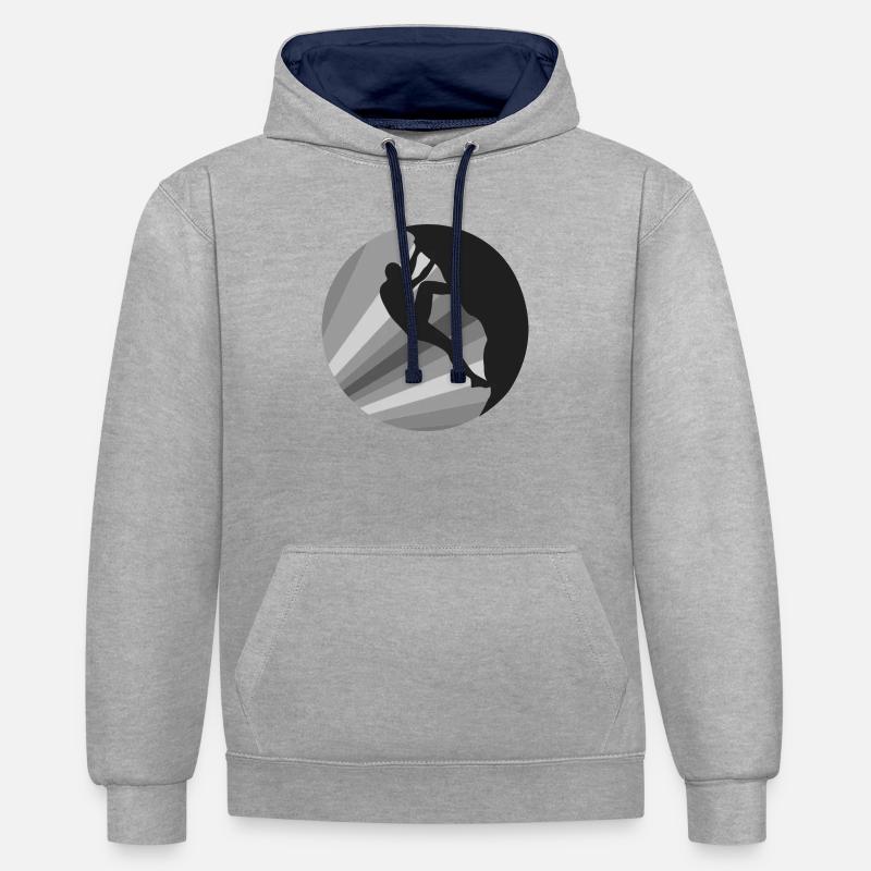 Varappe - Sweat à capuche contrasté - gris chiné/bleu marine