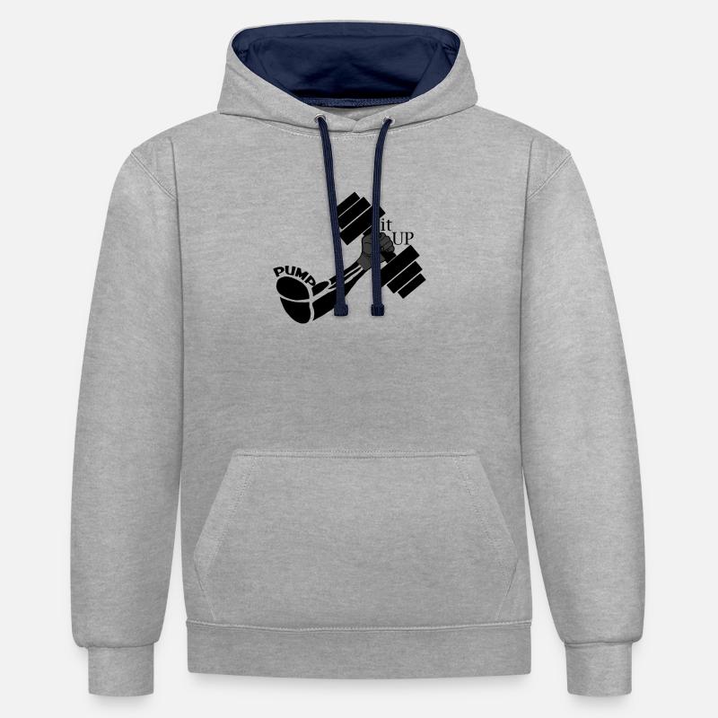 PUMP IT UP - L’original - Sweat à capuche contrasté - gris chiné/bleu marine