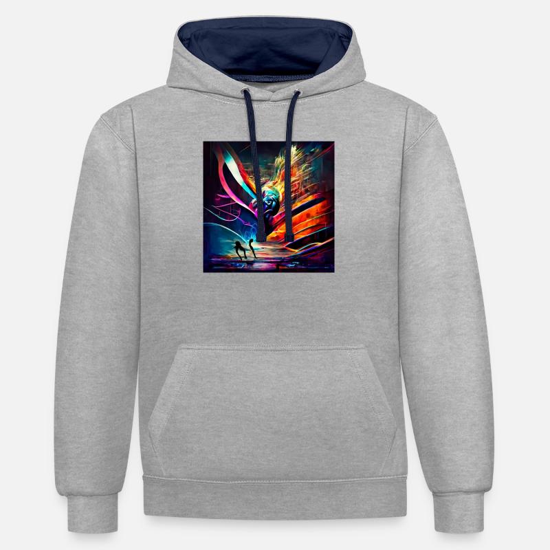 Conversion du son à l’image - Sweat à capuche contrasté - gris chiné/bleu marine