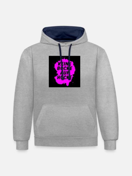 Keine Böcke auf Höcke! - Kontrast-Hoodie - Grau meliert/Navy
