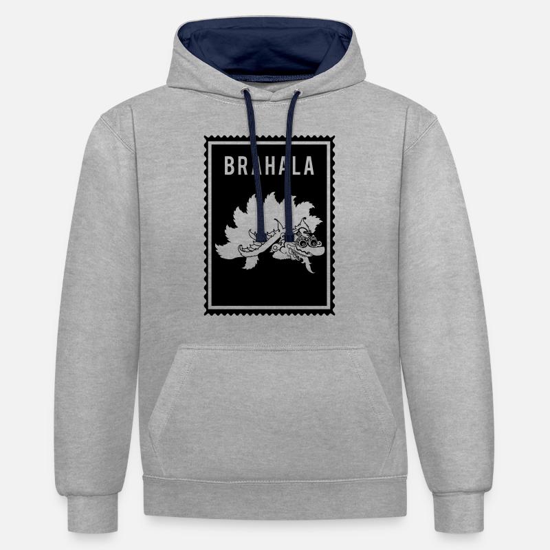 Brahala - Wayang - Sweat à capuche contrasté - gris chiné/bleu marine