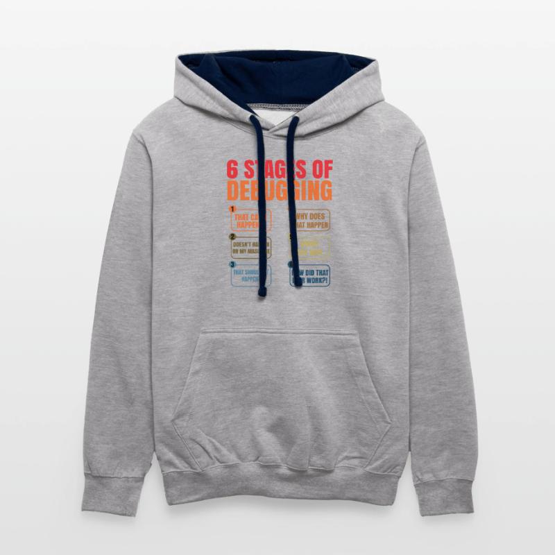 6 Stages Of Debugging Coder Programmer Software De Kontrast-Hoodie