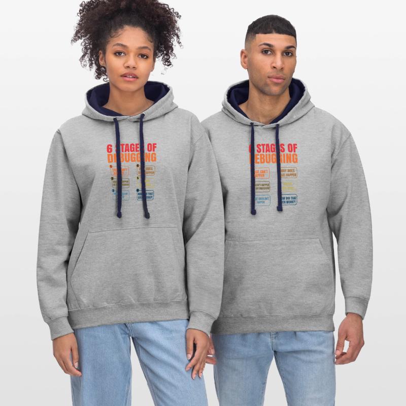6 Stages Of Debugging Coder Programmer Software De Kontrast-Hoodie