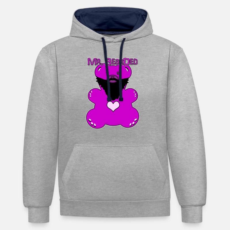 M. Bearded - Sweat à capuche contrasté - gris chiné/bleu marine