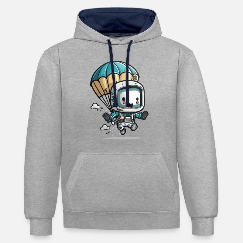 Skydivebot - Sweat à capuche contrasté - gris chiné/bleu marine