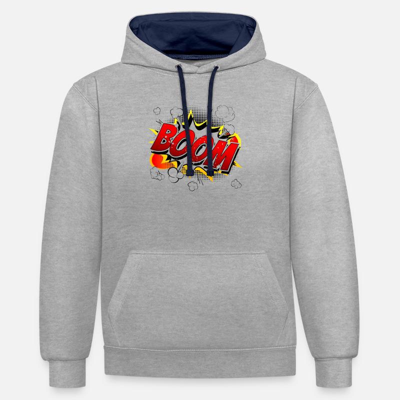Boom Comic Graphic - Sweat à capuche contrasté - gris chiné/bleu marine