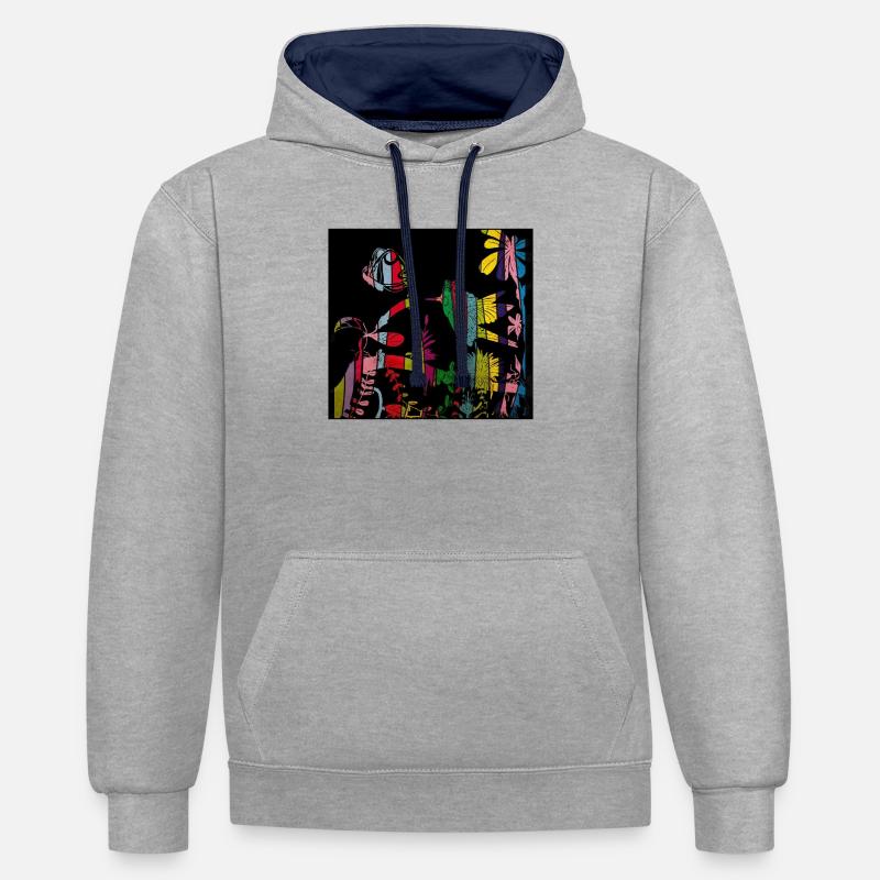 Colibri - Sweat à capuche contrasté - gris chiné/bleu marine