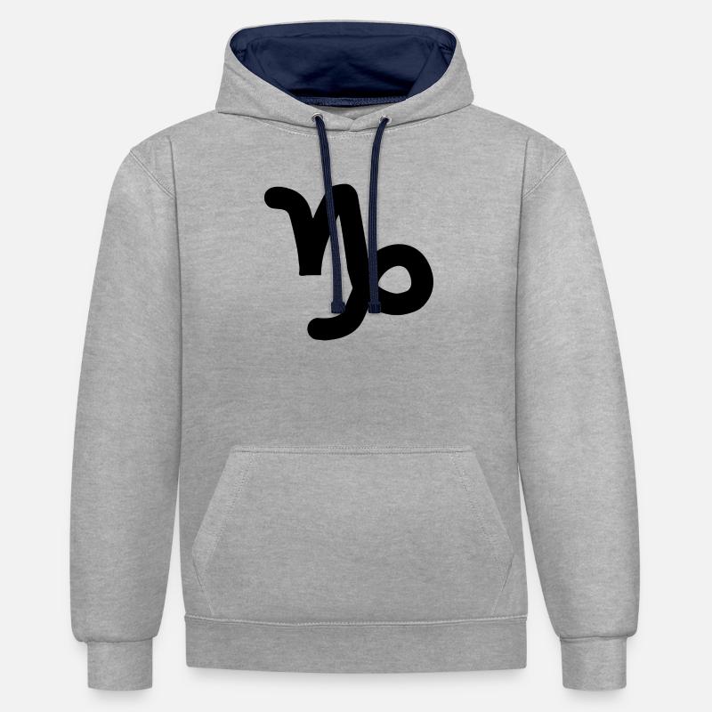 Steinbock Steinbock Steinbock Sternzeichen - Kontrast-Hoodie - Grau meliert/Navy
