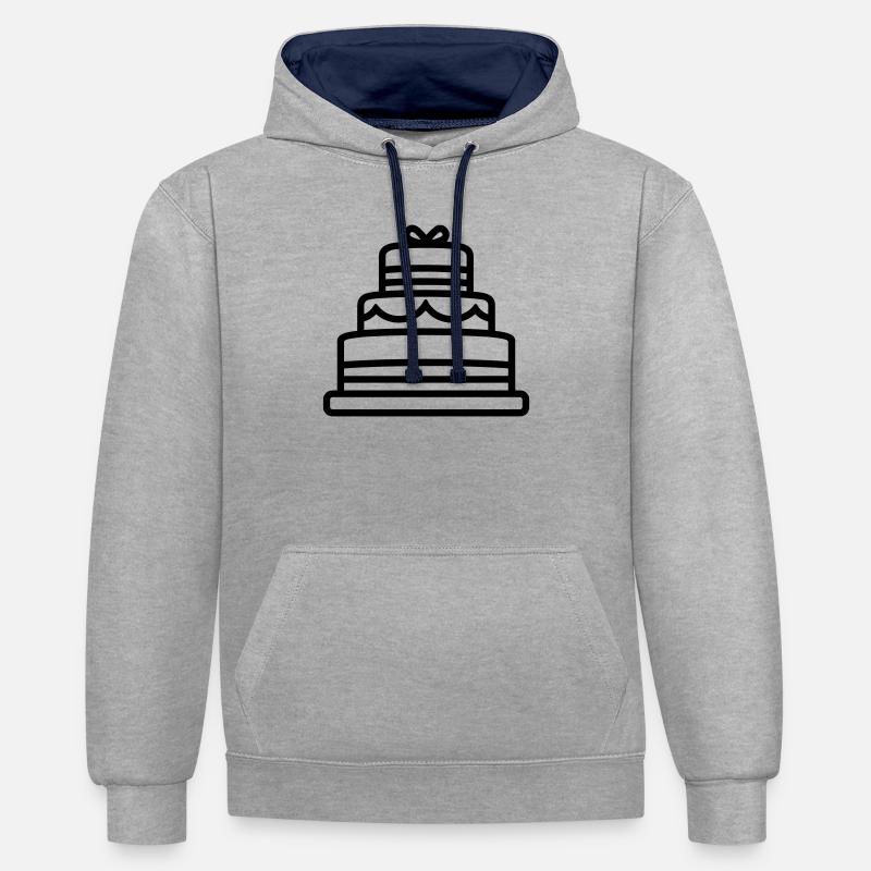 gâteau d'anniversaire  - Sweat à capuche contrasté - gris chiné/bleu marine