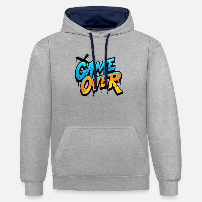 Game Over Graffiti Éclat - Sweat à capuche contrasté - gris chiné/bleu marine