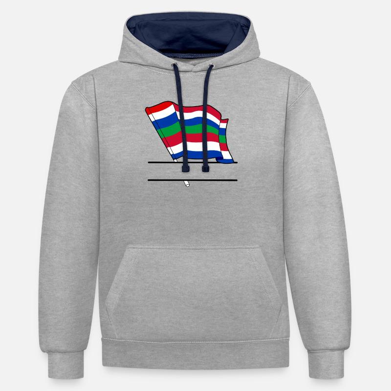 Schier Drapeau – Conception d’île sur mesure - Sweat à capuche contrasté - gris chiné/bleu marine