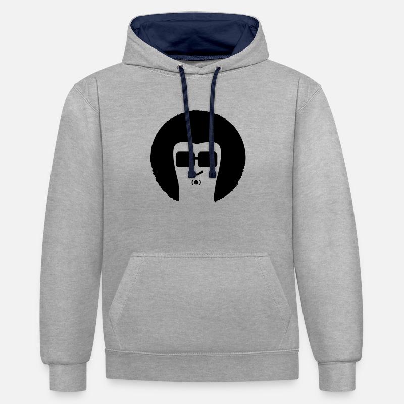 man3_f1 - Sweat à capuche contrasté - gris chiné/bleu marine