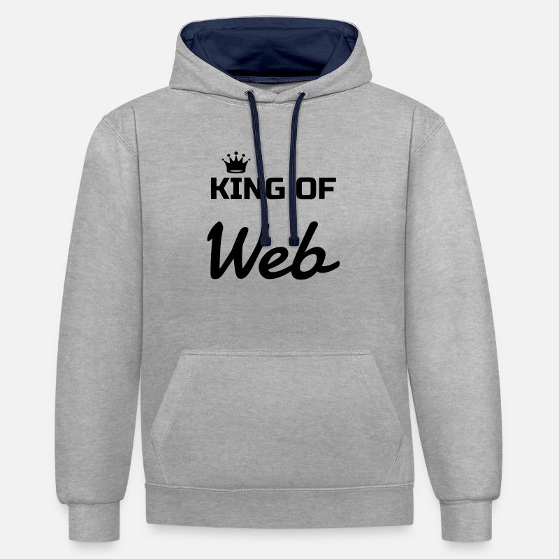 Webmaster Internet Web Geek Website - Sweat à capuche contrasté - gris chiné/bleu marine