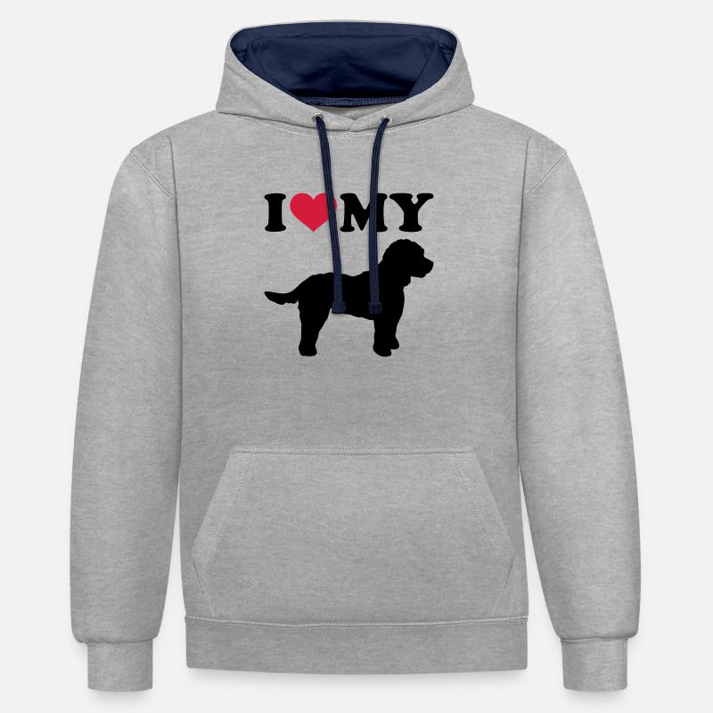 Cockapoo - Kontrast-Hoodie - Grau meliert/Navy
