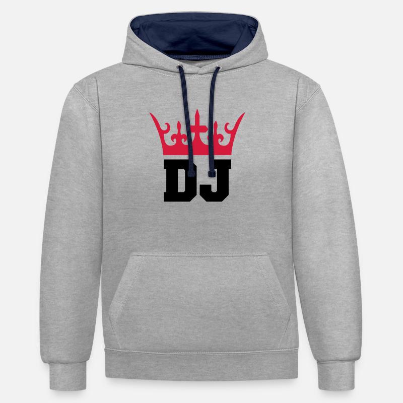 dj_king_002 - Sweat à capuche contrasté - gris chiné/bleu marine