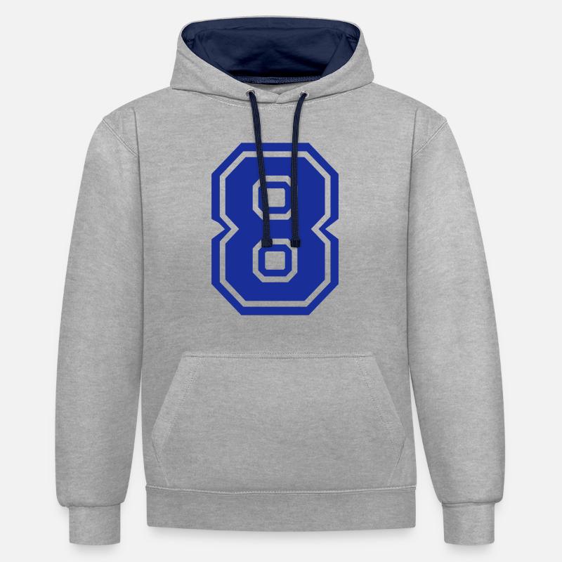 8 - Sweat à capuche contrasté - gris chiné/bleu marine