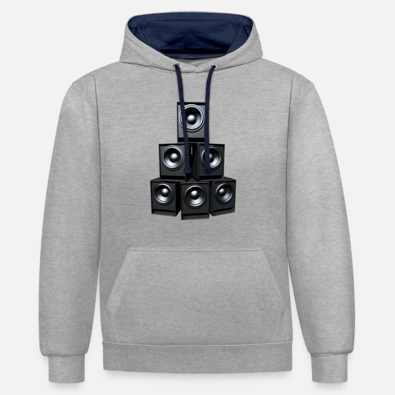 Basse Pyramide - Sweat à capuche contrasté - gris chiné/bleu marine