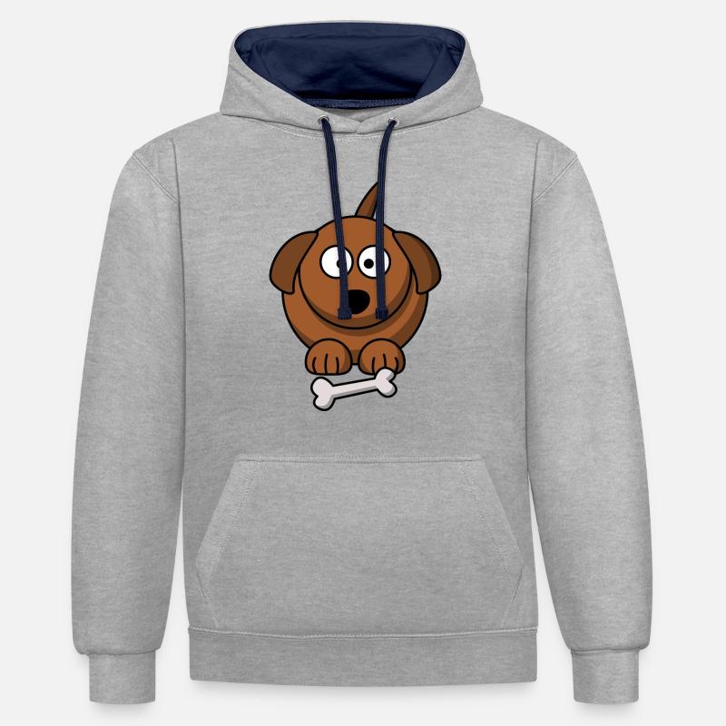 dog423 - Sweat à capuche contrasté - gris chiné/bleu marine
