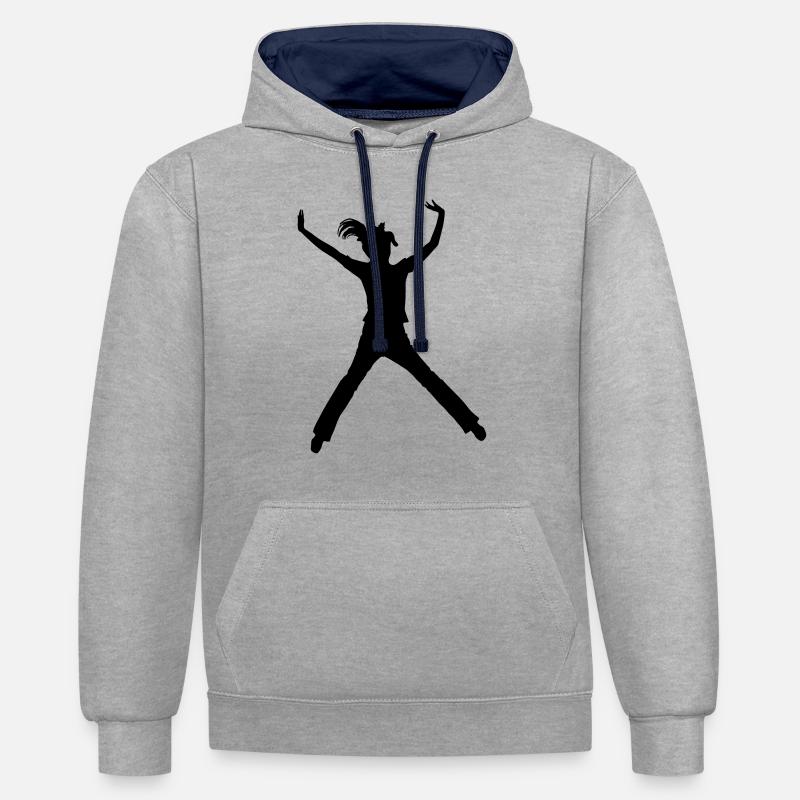 springendefrauf1 - Sweat à capuche contrasté - gris chiné/bleu marine