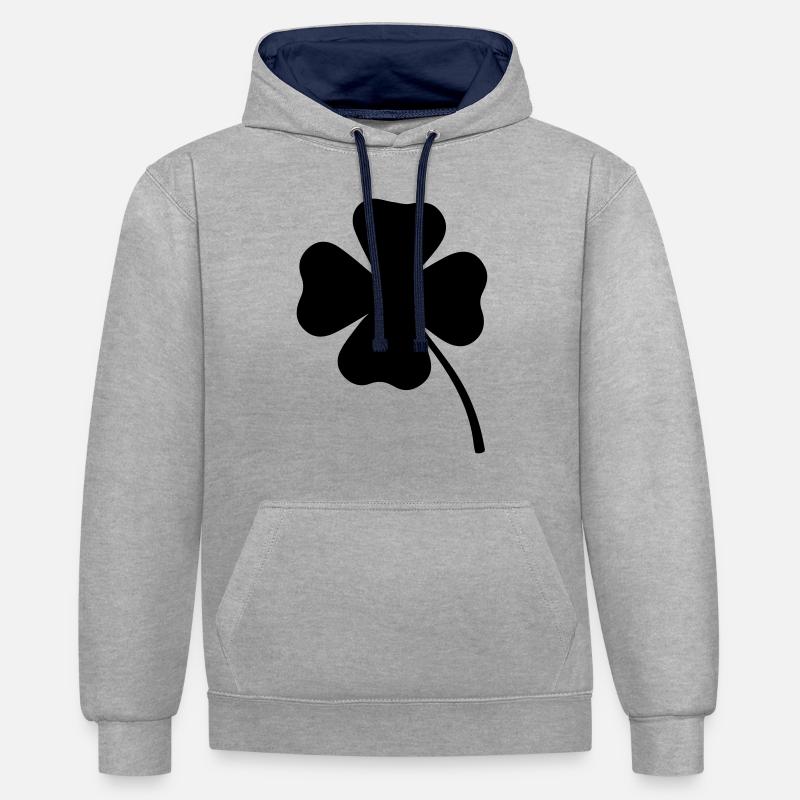 Trèfles - Sweat à capuche contrasté - gris chiné/bleu marine