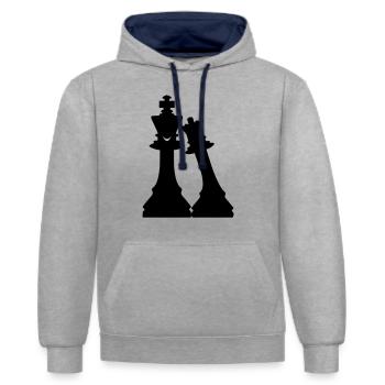 Love Schach - Kontrast-Hoodie - Grau meliert/Navy - Vorne - Liana (172cm) & Jaron (178cm)