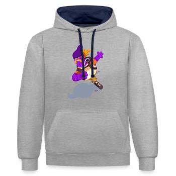 Nur Cruisen - Kontrast-Hoodie - Grau meliert/Navy - Vorne - Liana (172cm) & Jaron (178cm)