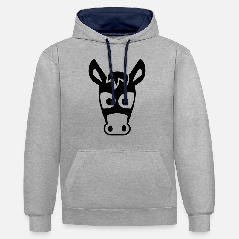 Bourrique - Sweat à capuche contrasté - gris chiné/bleu marine