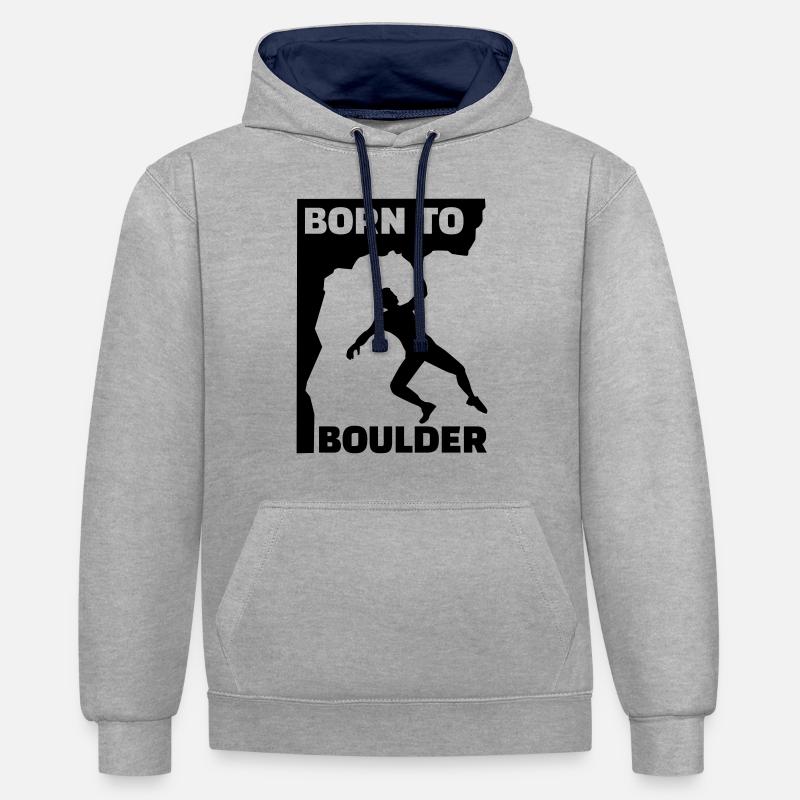 Born to boulder - Sweat à capuche contrasté - gris chiné/bleu marine