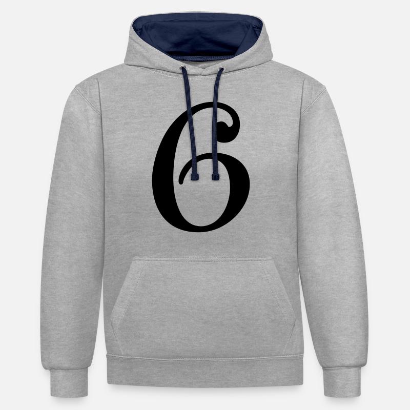 6 - Sweat à capuche contrasté - gris chiné/bleu marine