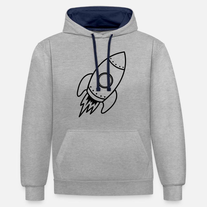 Fusée - Sweat à capuche contrasté - gris chiné/bleu marine