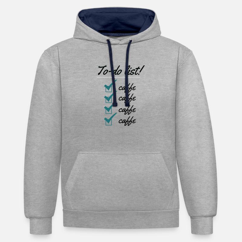Réveillez-vous et sentez le café - Sweat à capuche contrasté - gris chiné/bleu marine