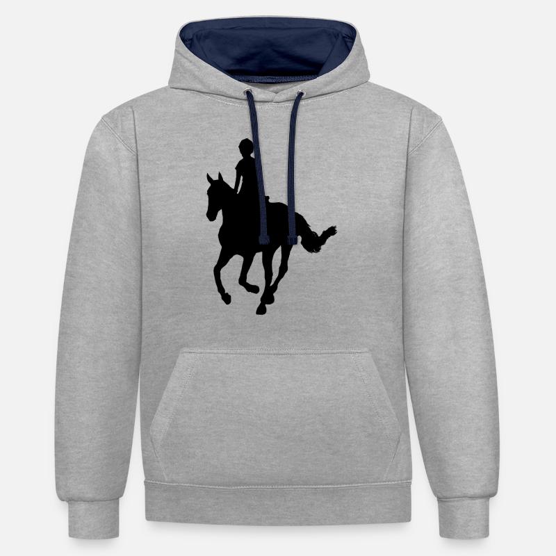 Cavalier à cheval - Sweat à capuche contrasté - gris chiné/bleu marine