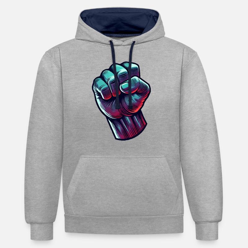 Faust Bande dessinée - Sweat à capuche contrasté - gris chiné/bleu marine
