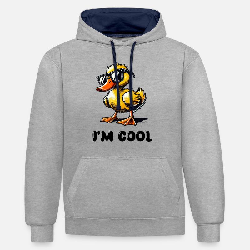 duck comic cool - Kontrast-Hoodie - Grau meliert/Navy